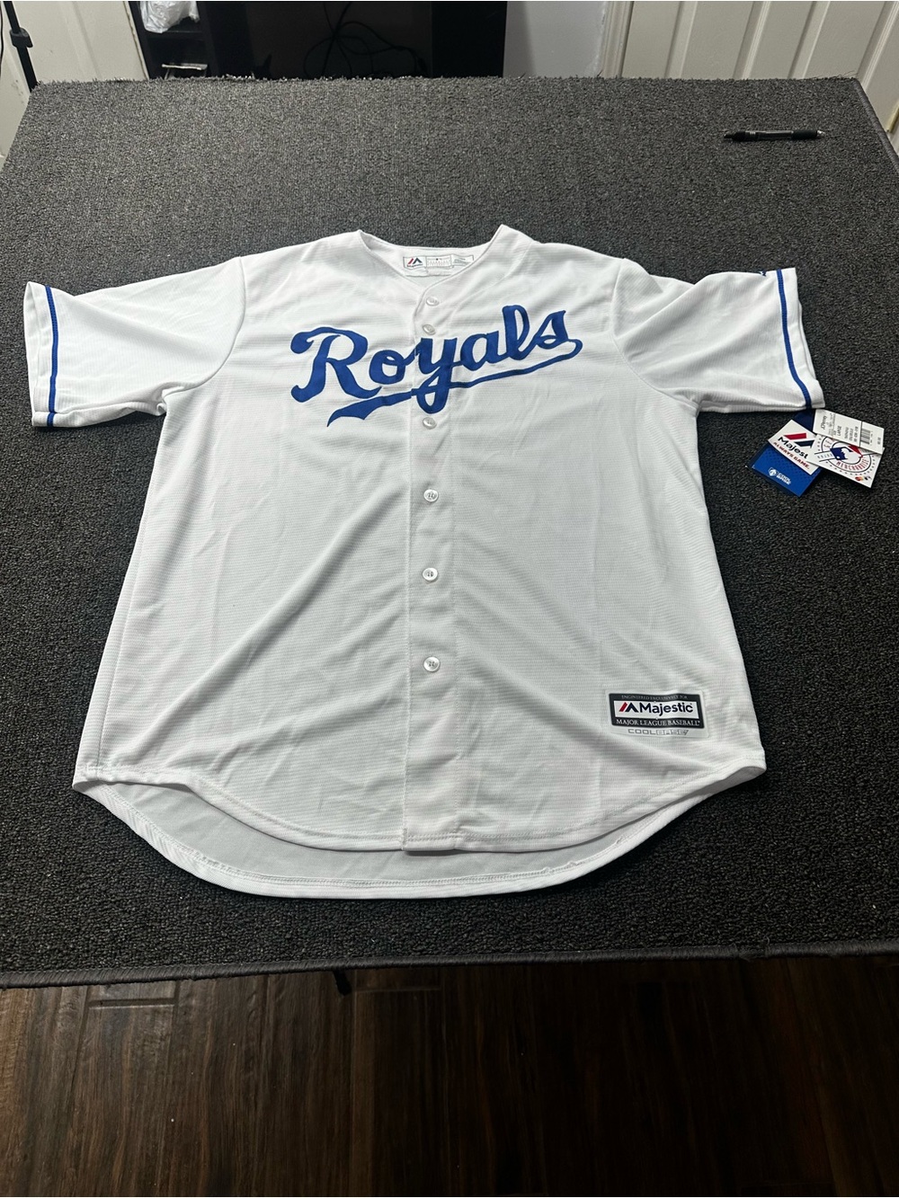 Majestic Kansas City Royals Cool Base Jersey White Mens Size L-NWT